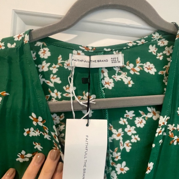 Faithful the brand - Anne Marie Green Floral Print Wrap Midi Dress - Picture 10 of 10